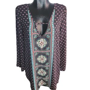 Sloane Rouge Bohemian Patterned Tunic  Mini Dress M